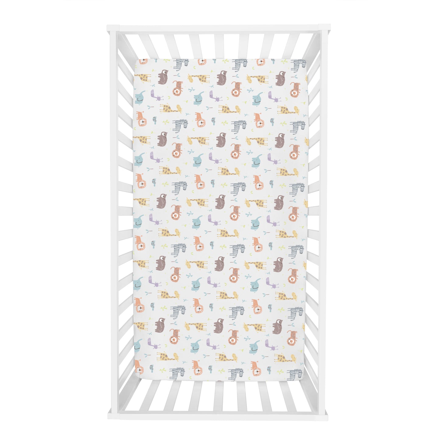 Crayon Jungle Deluxe Flannel Fitted Crib Sheet; overhead image