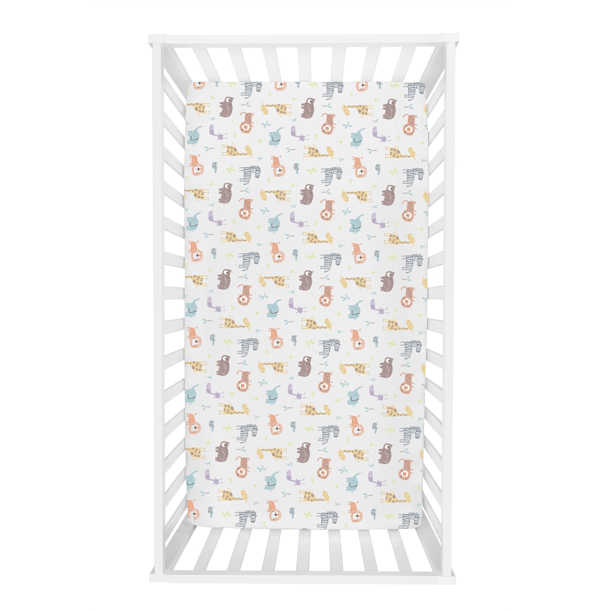 Crayon Jungle Deluxe Flannel Fitted Crib Sheet; overhead image