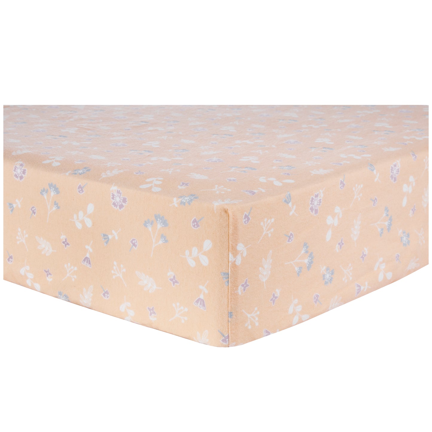 Floral Deluxe Flannel Fitted Crib Sheet - corner view