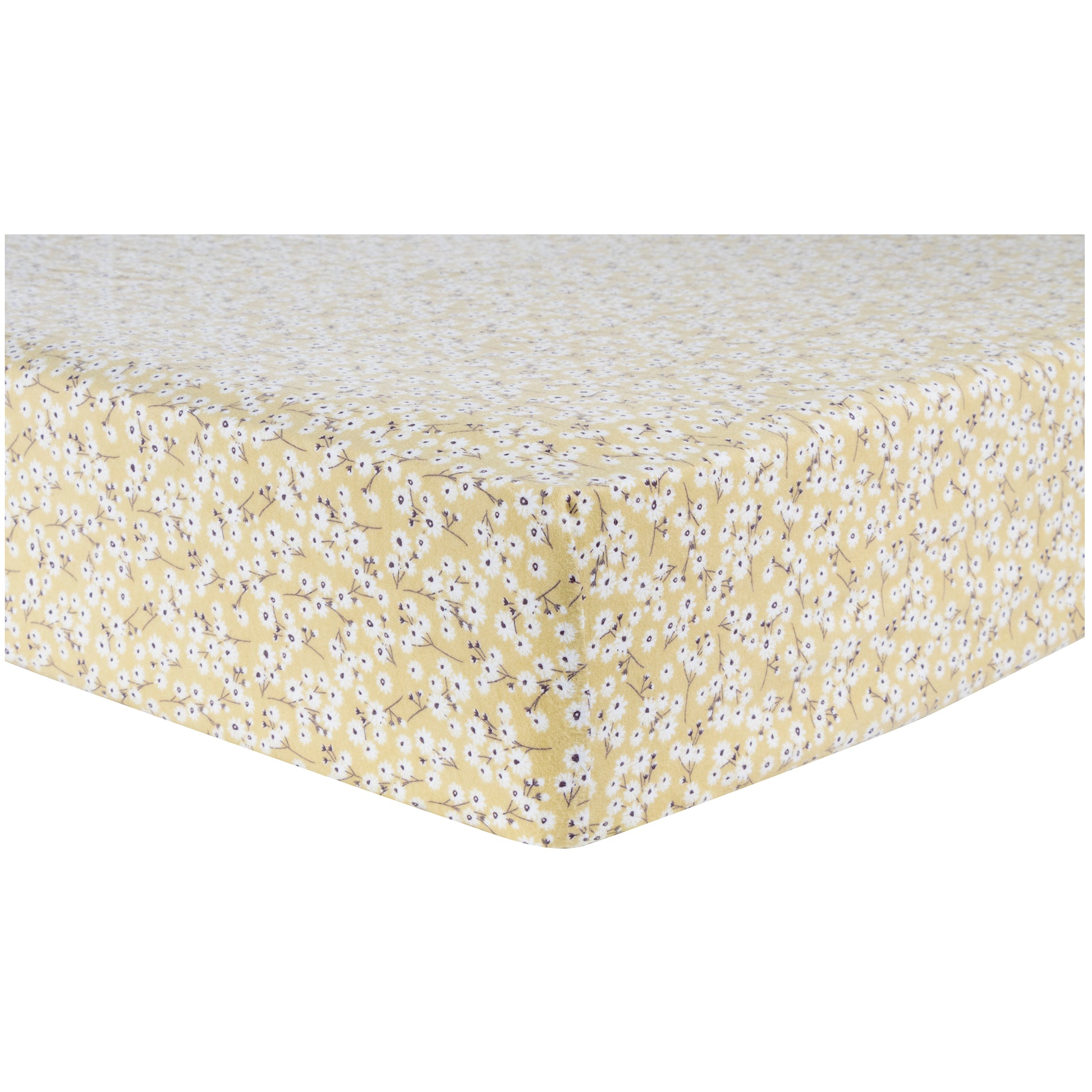  Golden Daisies Deluxe Flannel Fitted Crib Sheet -corner view