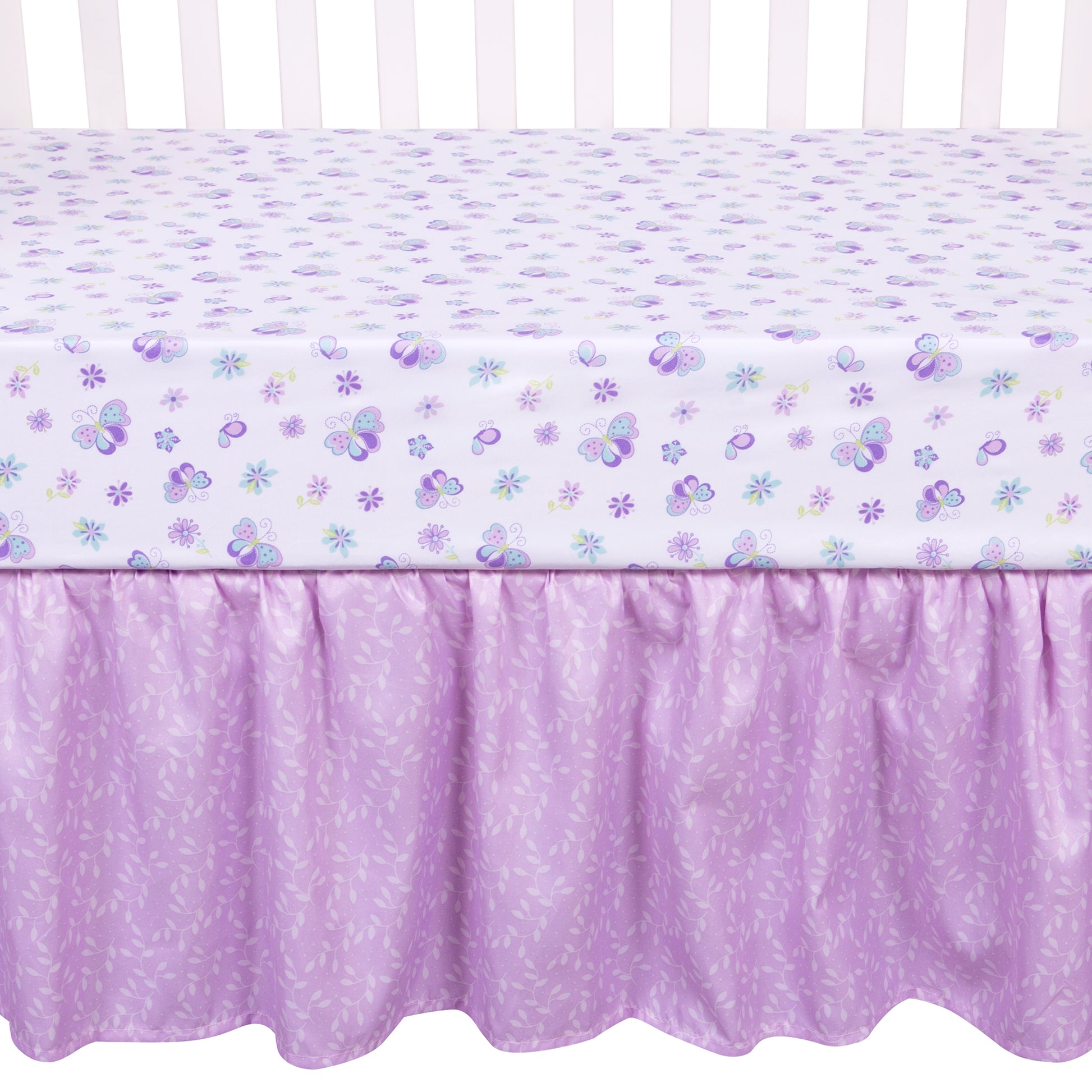  Butterfly Meadow Crib Bedding Set- Crib Sheet and Crib Skirt