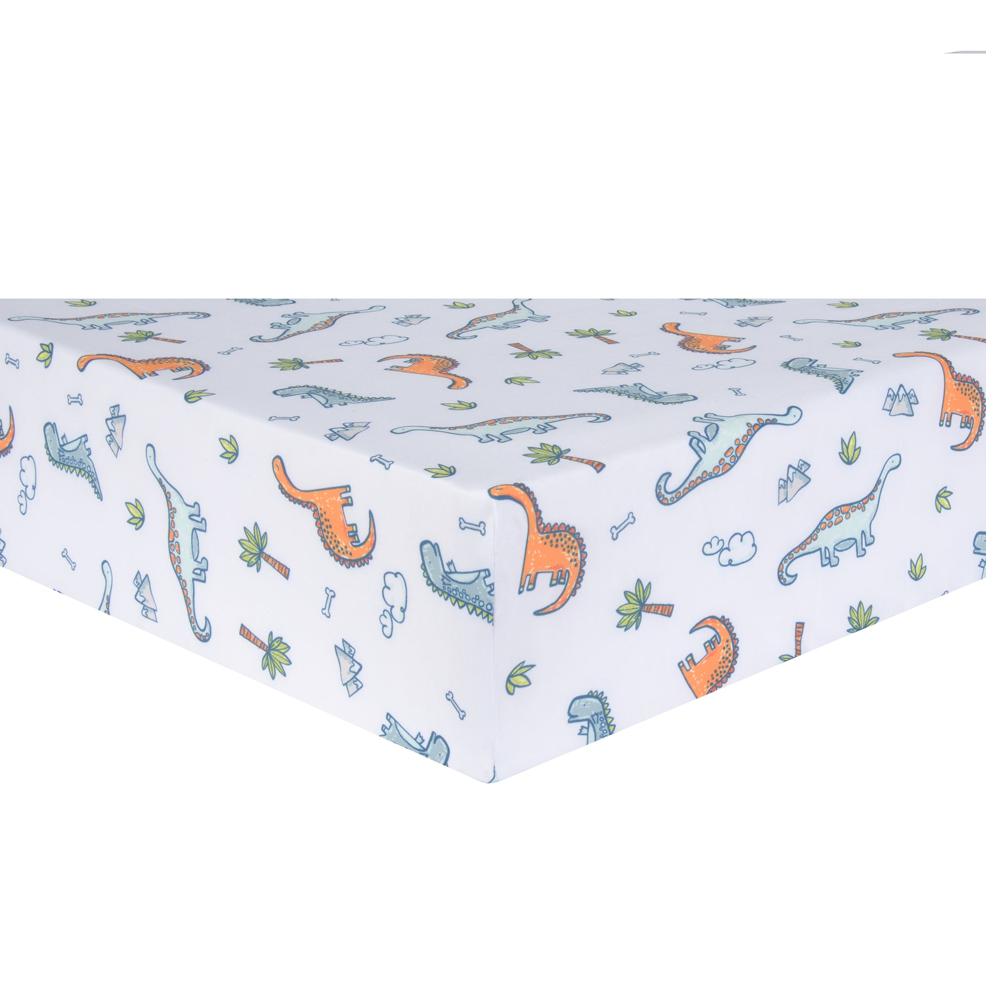  Dinosaur Million Years 4 Piece Crib Bedding Set by Sammy & Lou®; zoomed out corner view
