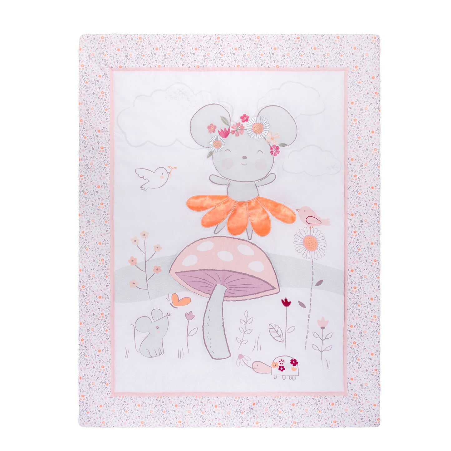  Dancing Mouse 4 Piece Crib Bedding Set by Sammy & Lou®; crib quilt front facing design 