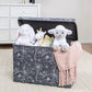 Floral Felt Toy Box by Sammy & Lou® with stuffed animals, books and pink blanket peeking out.