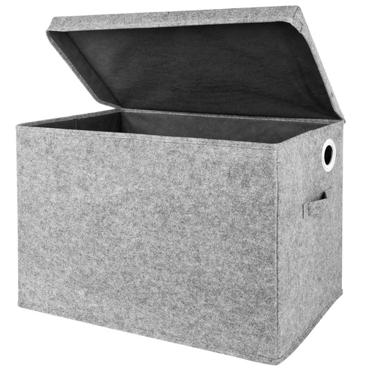Gray Felt Toy Box by Sammy & Lou® Angled with lid open