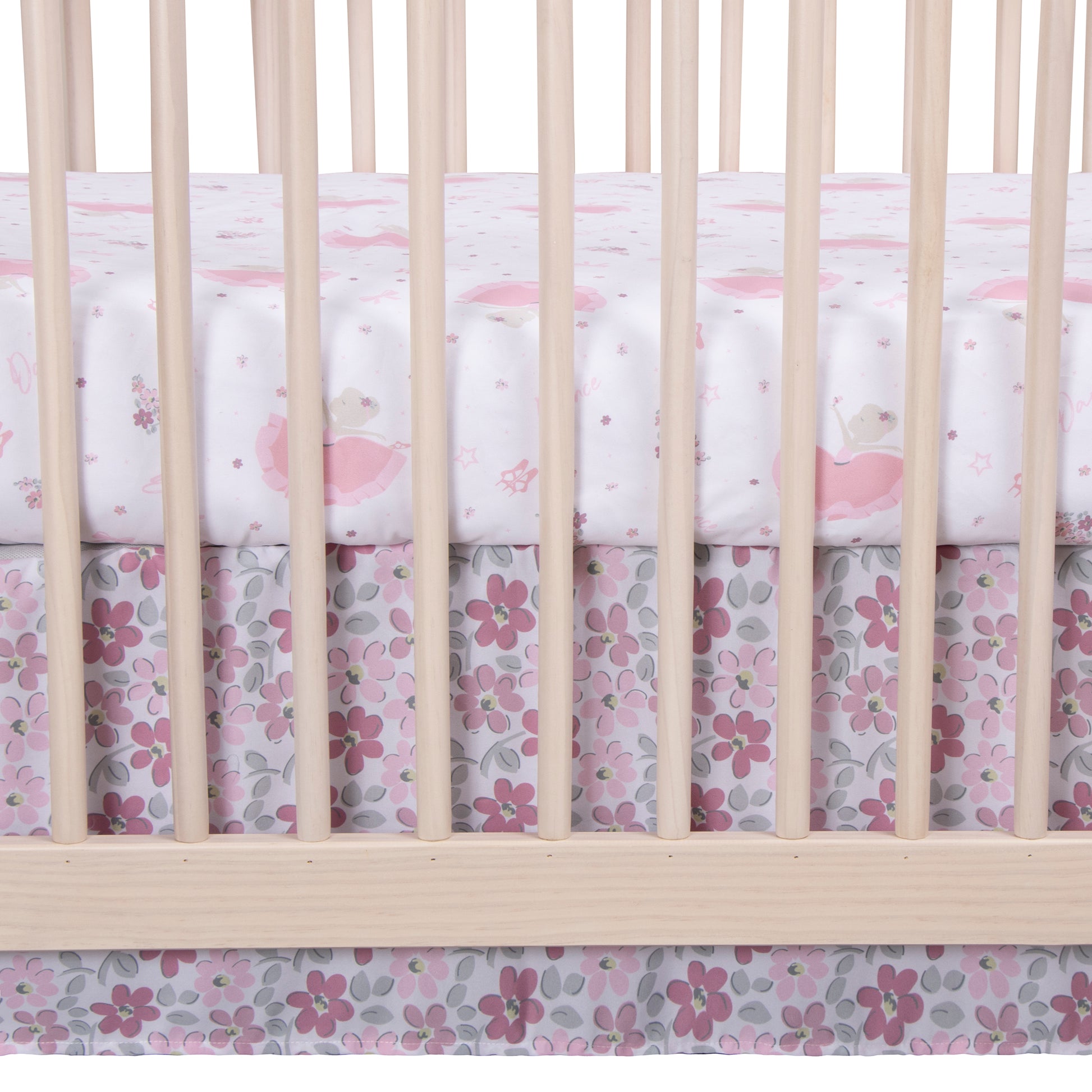  Blooming Ballet 4 Piece Crib Bedding Set - features crib sheet and crib skirt by Sammy and Lou