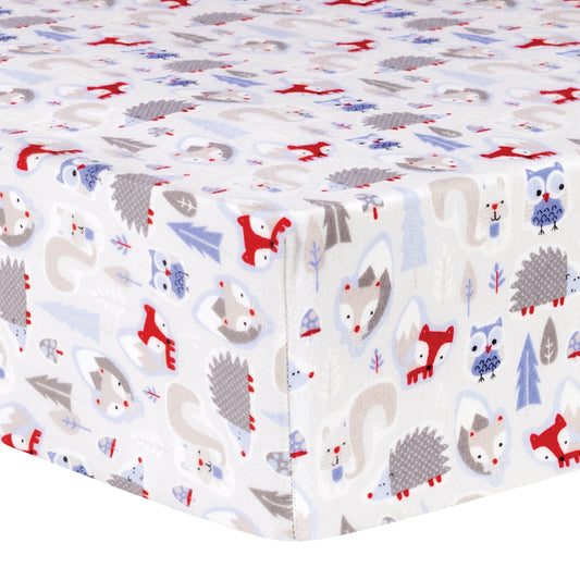 Winter Forest Deluxe Flannel Fitted Crib Sheet - Corner View