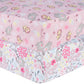 Jungle Flowers 2-Pack Microfiber Fitted Crib Sheet Set by Sammy & Lou® - corner view