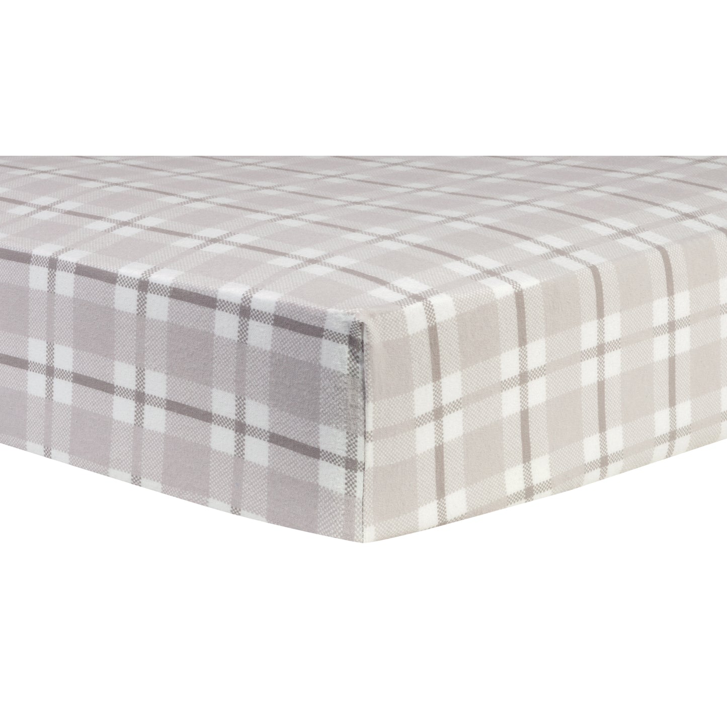  Gray Plaid Deluxe Flannel Fitted Crib Sheet - Corner View