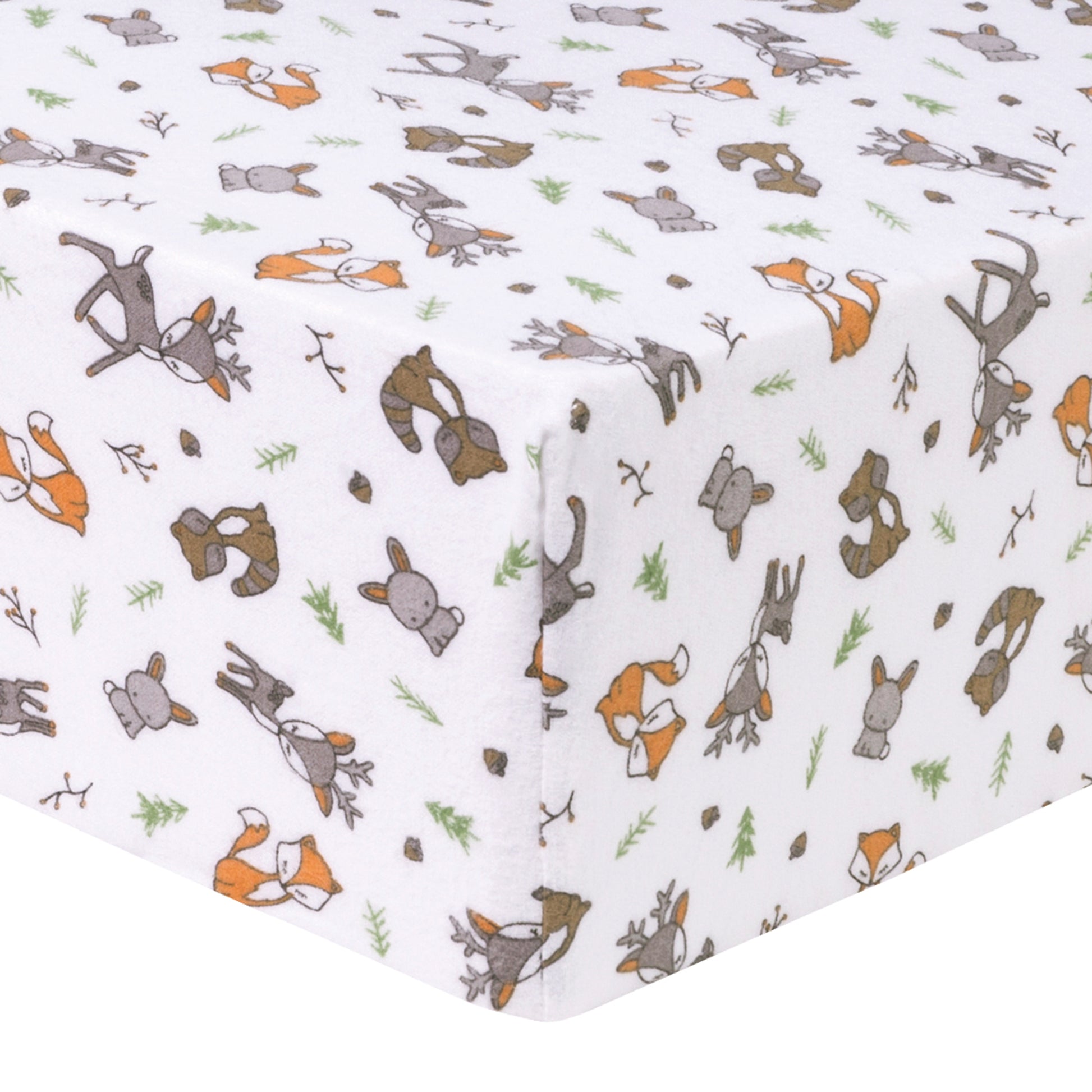  Forest Nap Deluxe Flannel Fitted Crib Sheet - Corner View;