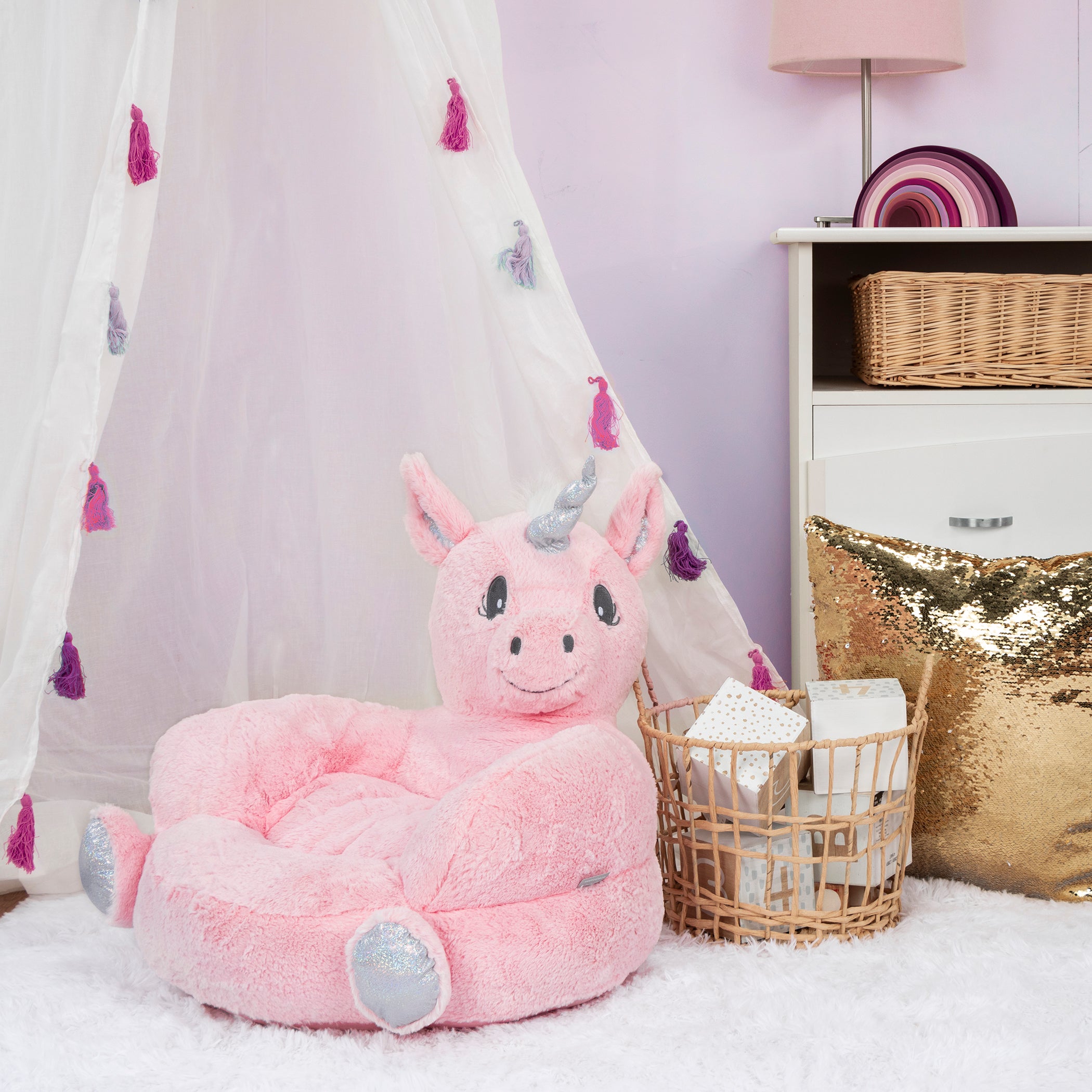 Toddler Plush Pink Unicorn Character Chair Home Trend Lab