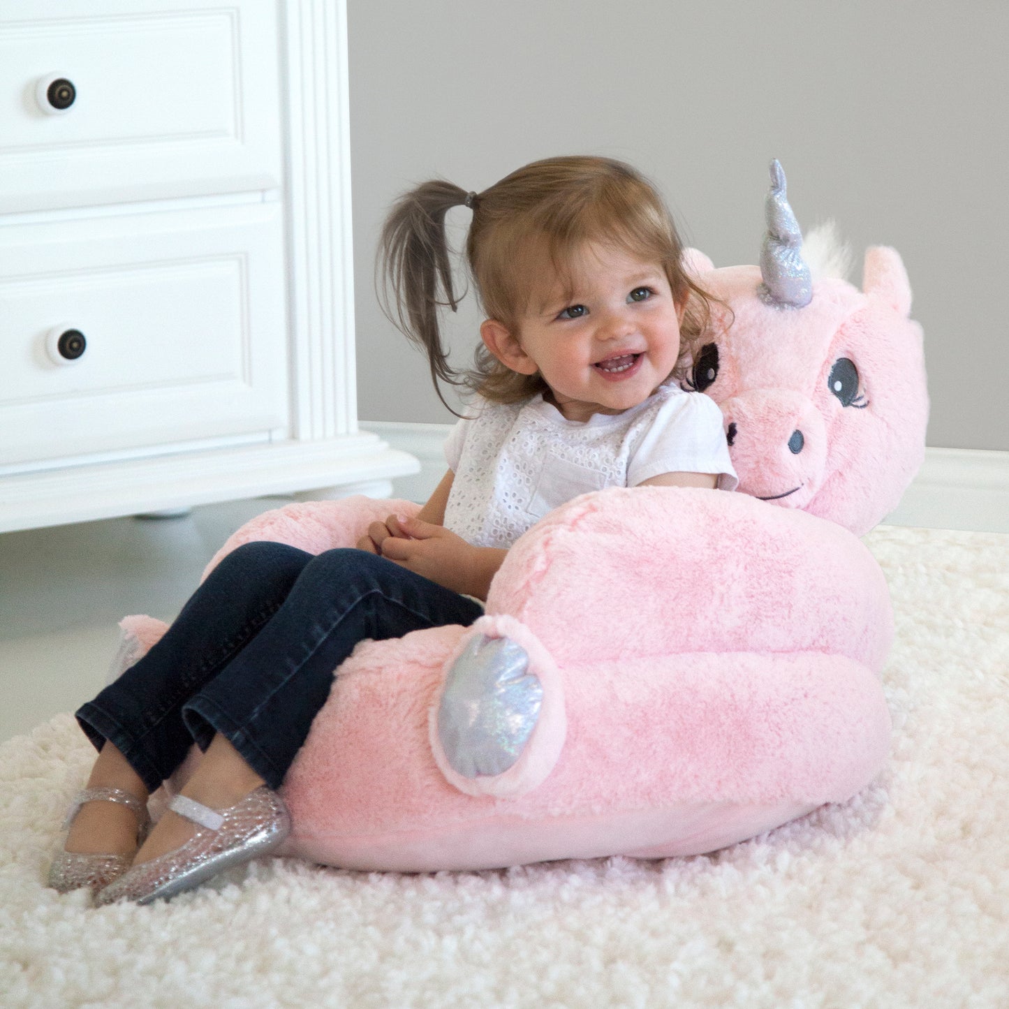 Toddler Plush Pink Unicorn Character Chair