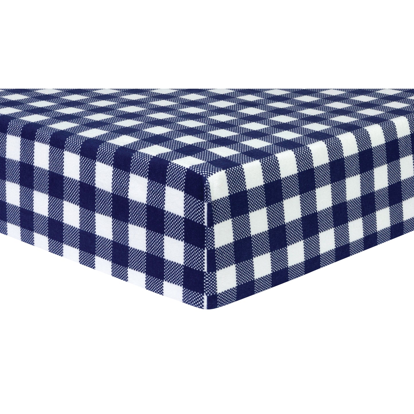 Navy and White Buffalo Check Deluxe Flannel Fitted Crib Sheet