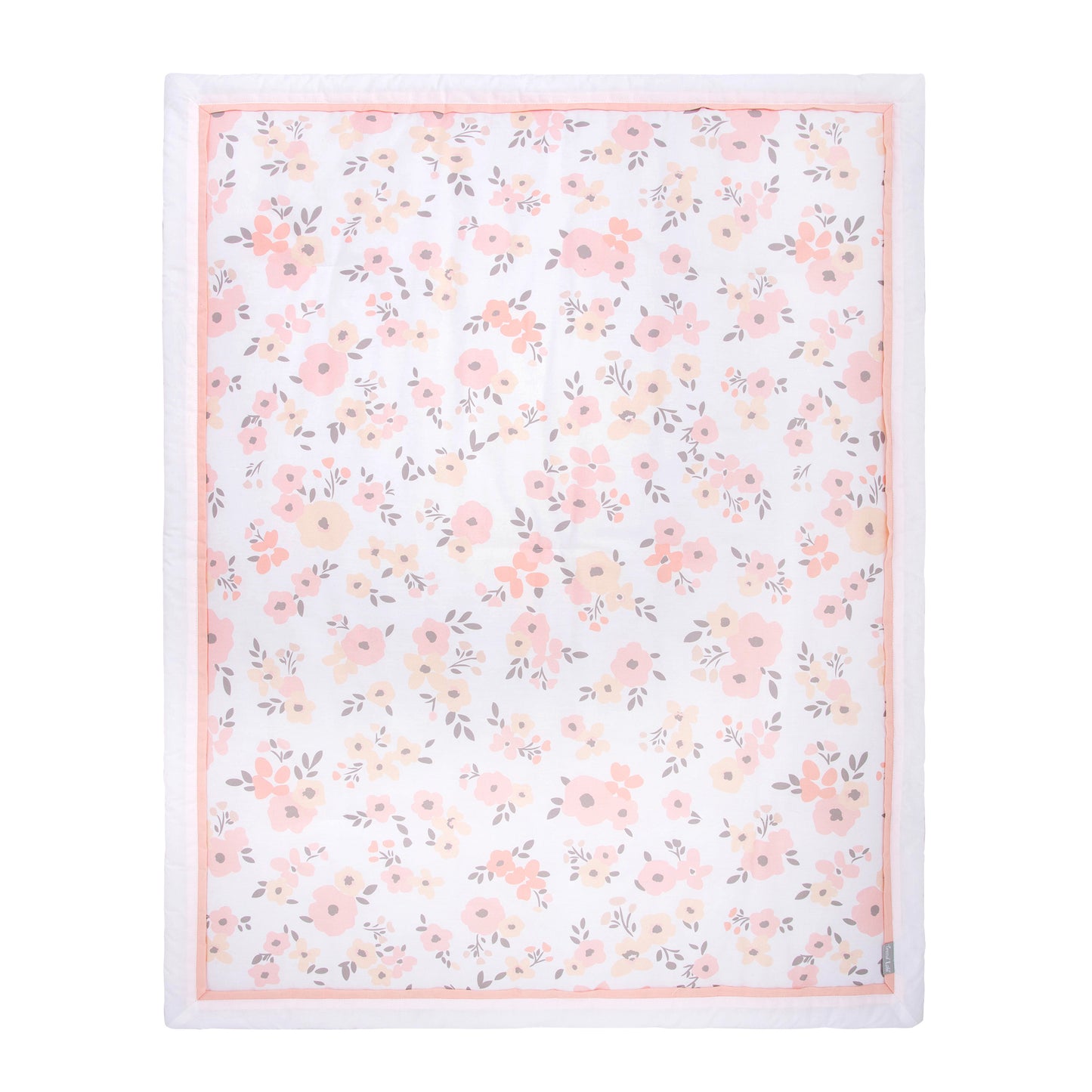 Blush Floral Front Side Crib Quilt- features a blush palette of florals 