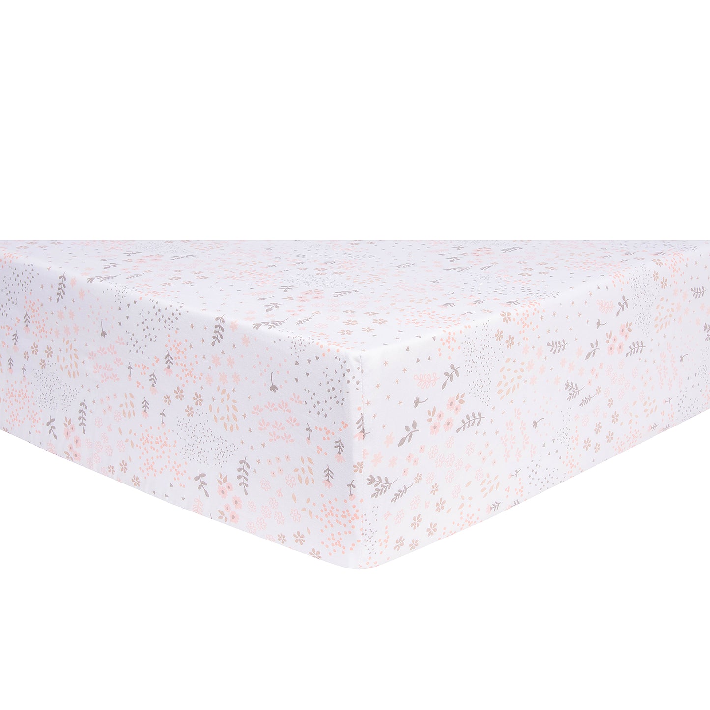 Blush Floral Fitted Crib Sheet - corner view
