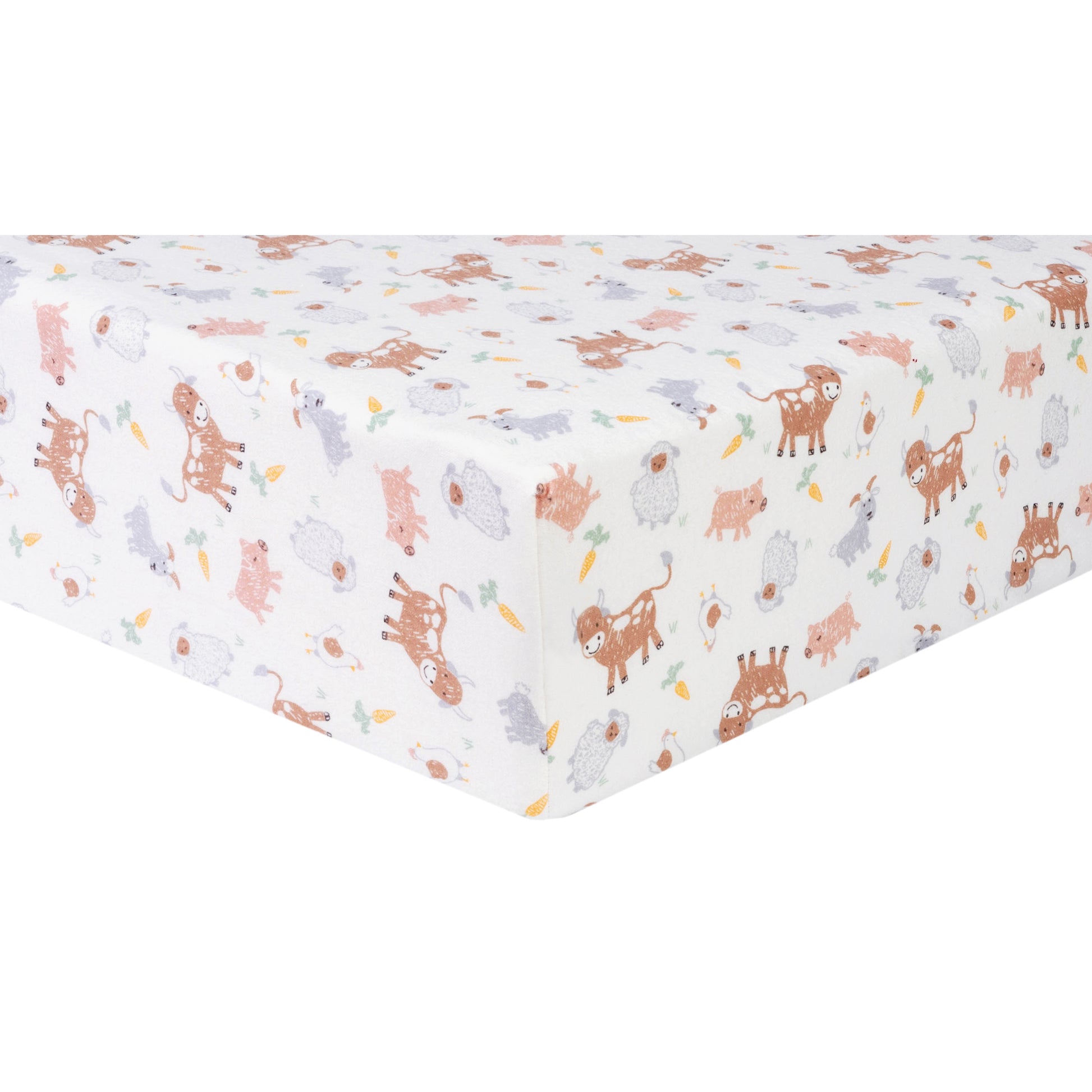  Farm Friends Deluxe Flannel Fitted Crib Sheet -corner view