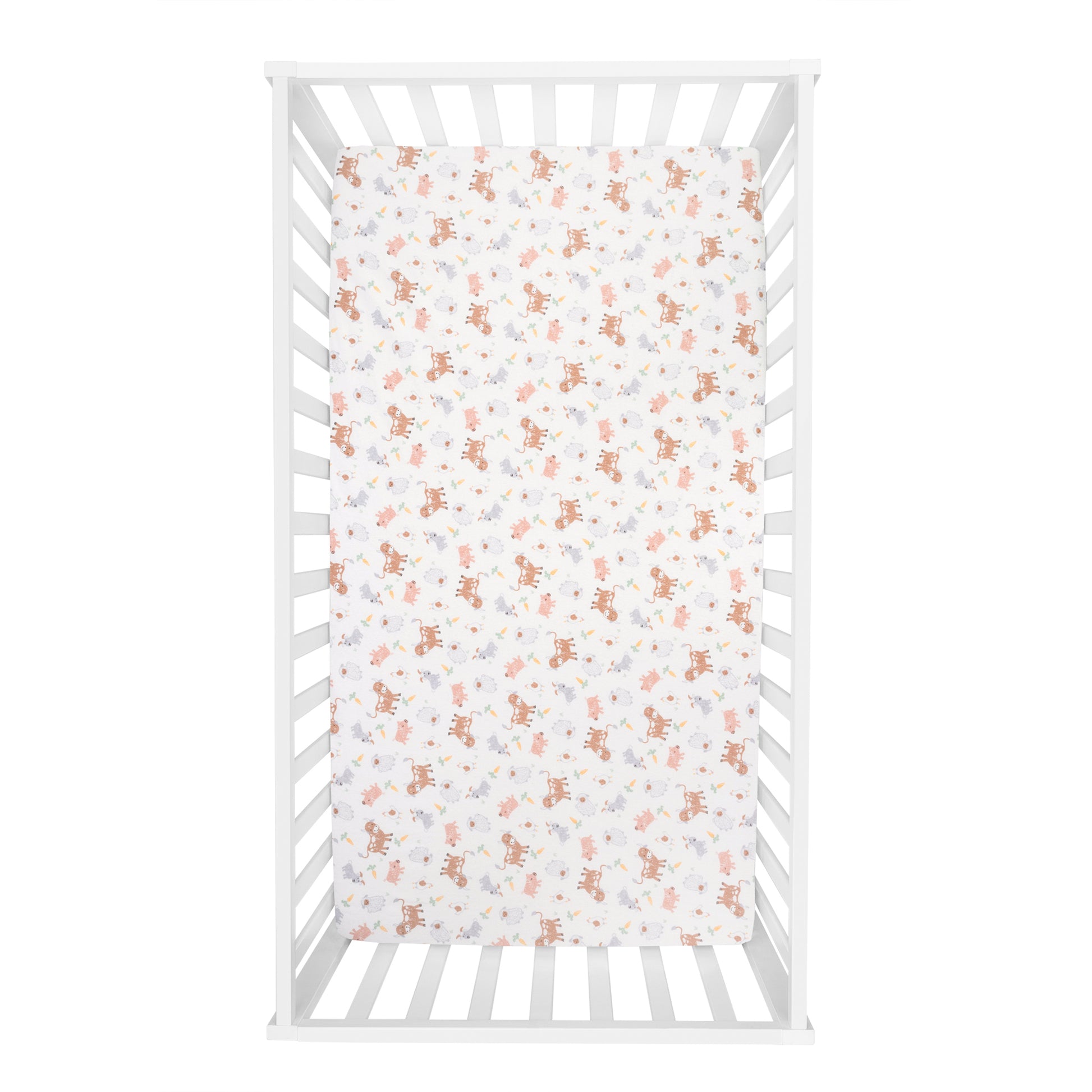  Farm Friends Deluxe Flannel Fitted Crib Sheet -overhead view