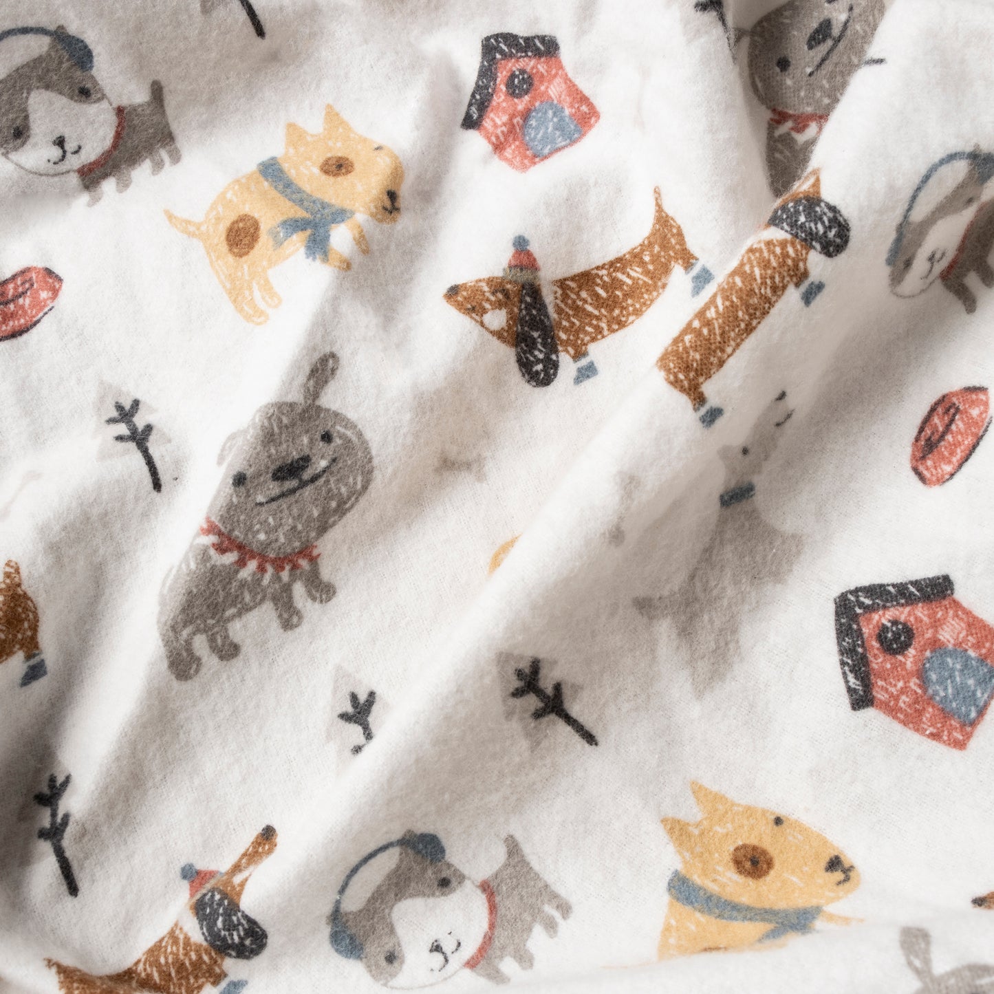  Dog Park Deluxe Flannel Crib Sheet- fabric details