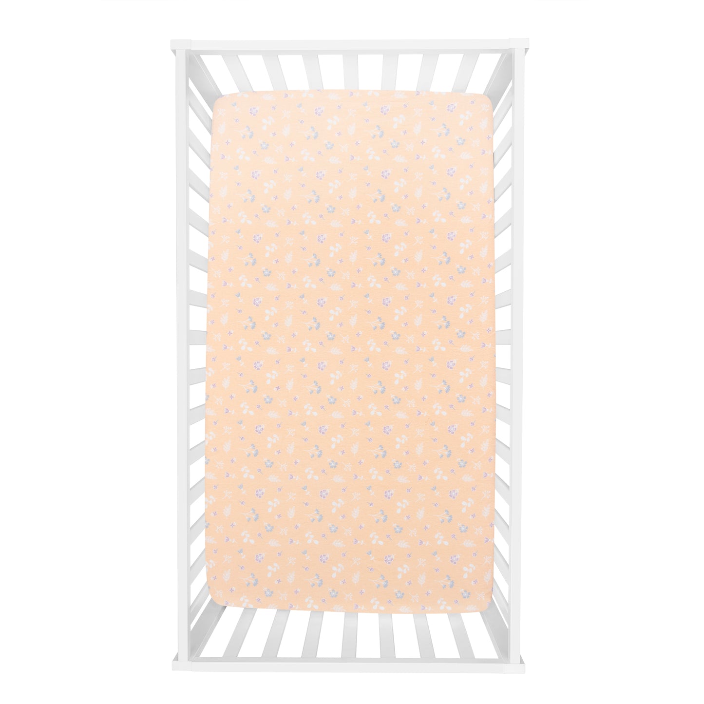 Floral Deluxe Flannel Fitted Crib Sheet - overhead view