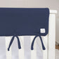 CribWrap® Wide 2 Short Navy Fleece Rail Covers; wrap and tie on this simple solution to protect your baby and crib rails from teeth marks and drool discoloration, and to preserve your crib investment for years to come. 