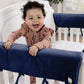 CribWrap® Wide 2 Short Navy Fleece Rail Covers; the perfect solution for protecting your crib and teething baby. With super soft navy sherpa fleece on the top, a light padding in the middle and waterproof backing, you no longer have to worry about your b