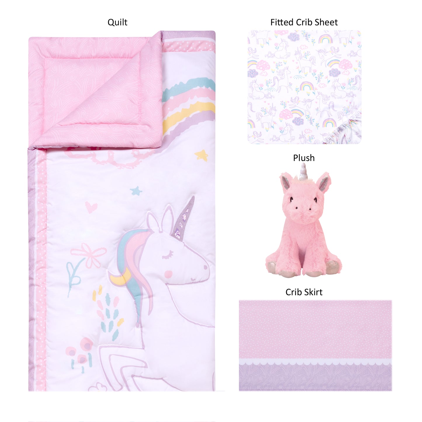 Sweet Unicorn 4 Piece Crib Bedding Set by Sammy & Lou®