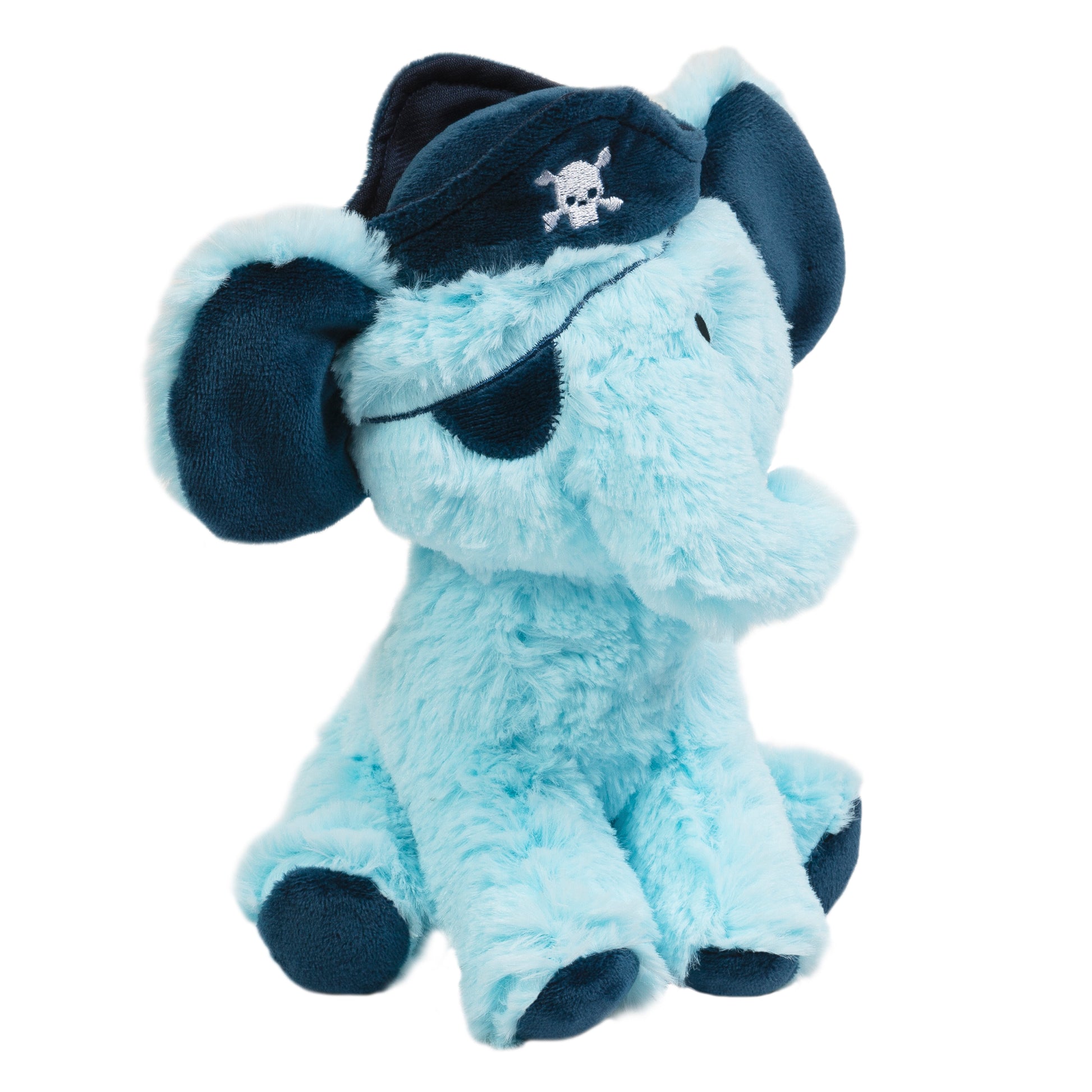 Angled View of Pirate Elephant Blue Plush Toy