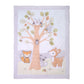  Friendly Forest 4 Piece Crib Bedding Collection by Sammy & Lou®; features an array of forest critters of all different shapes and sizes gathered around a large oak tree.