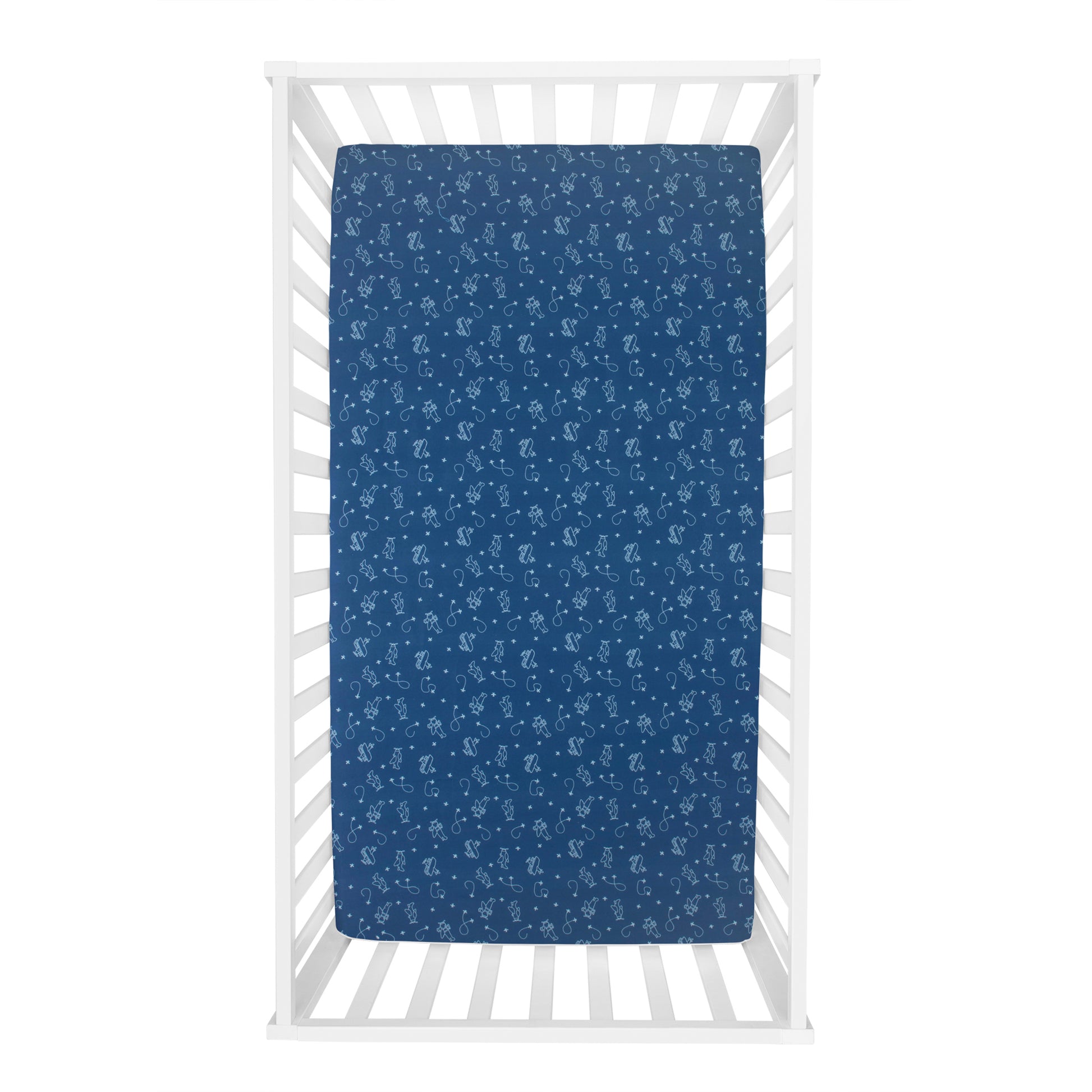 Airplanes 2-Pack Microfiber Fitted Crib Sheet Set- Overhead View