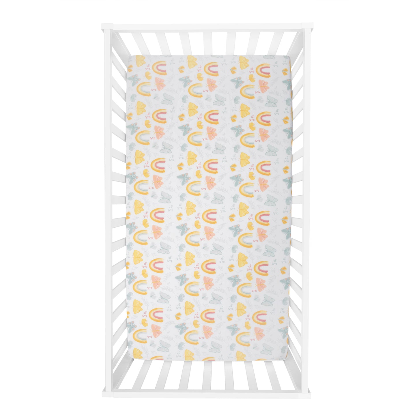 Butterflies & Sunshine 2-Pack Microfiber Fitted Crib Sheet Set - overhead view by Sammy & Lou®