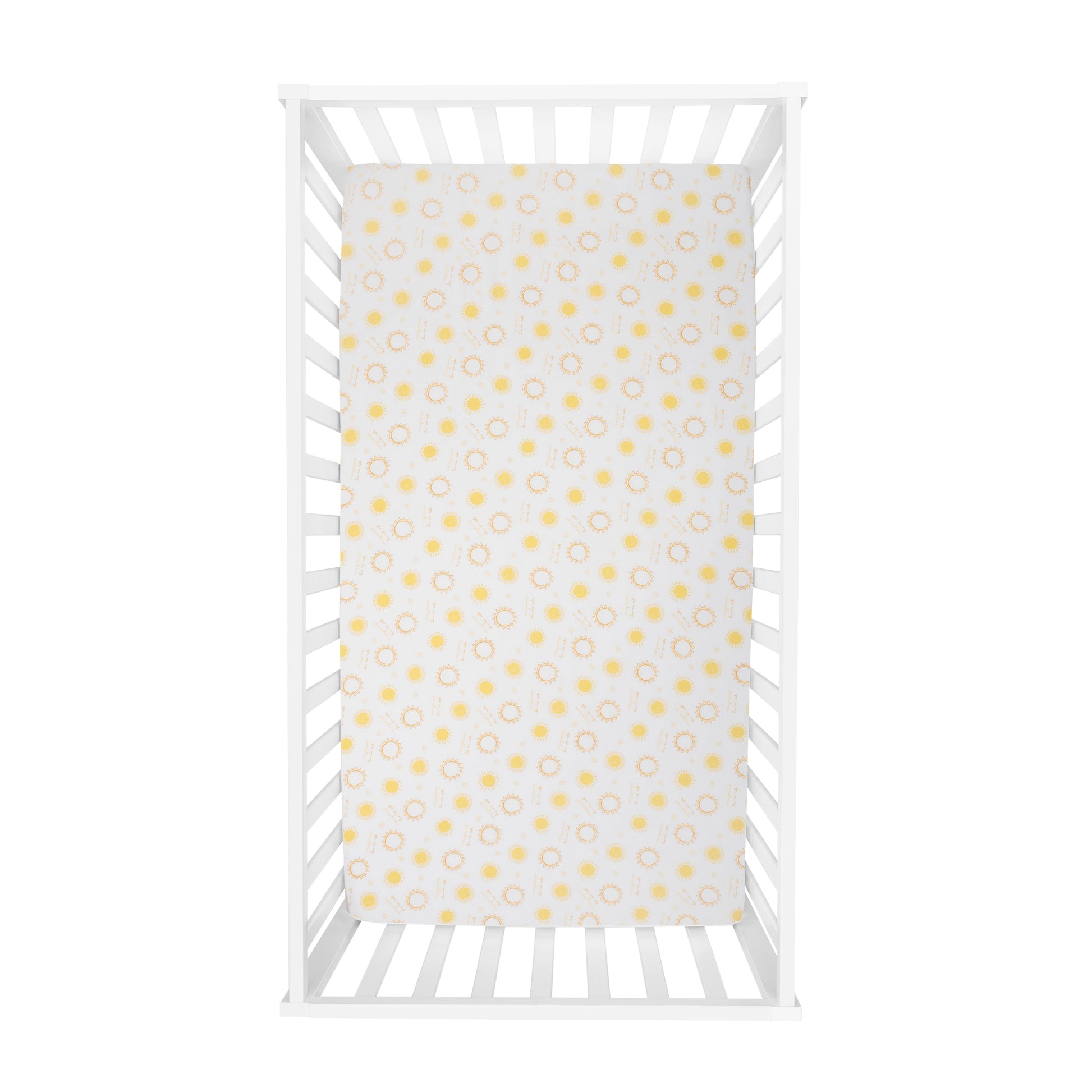 Butterflies & Sunshine 2-Pack Microfiber Fitted Crib Sheet Set - overhead view
