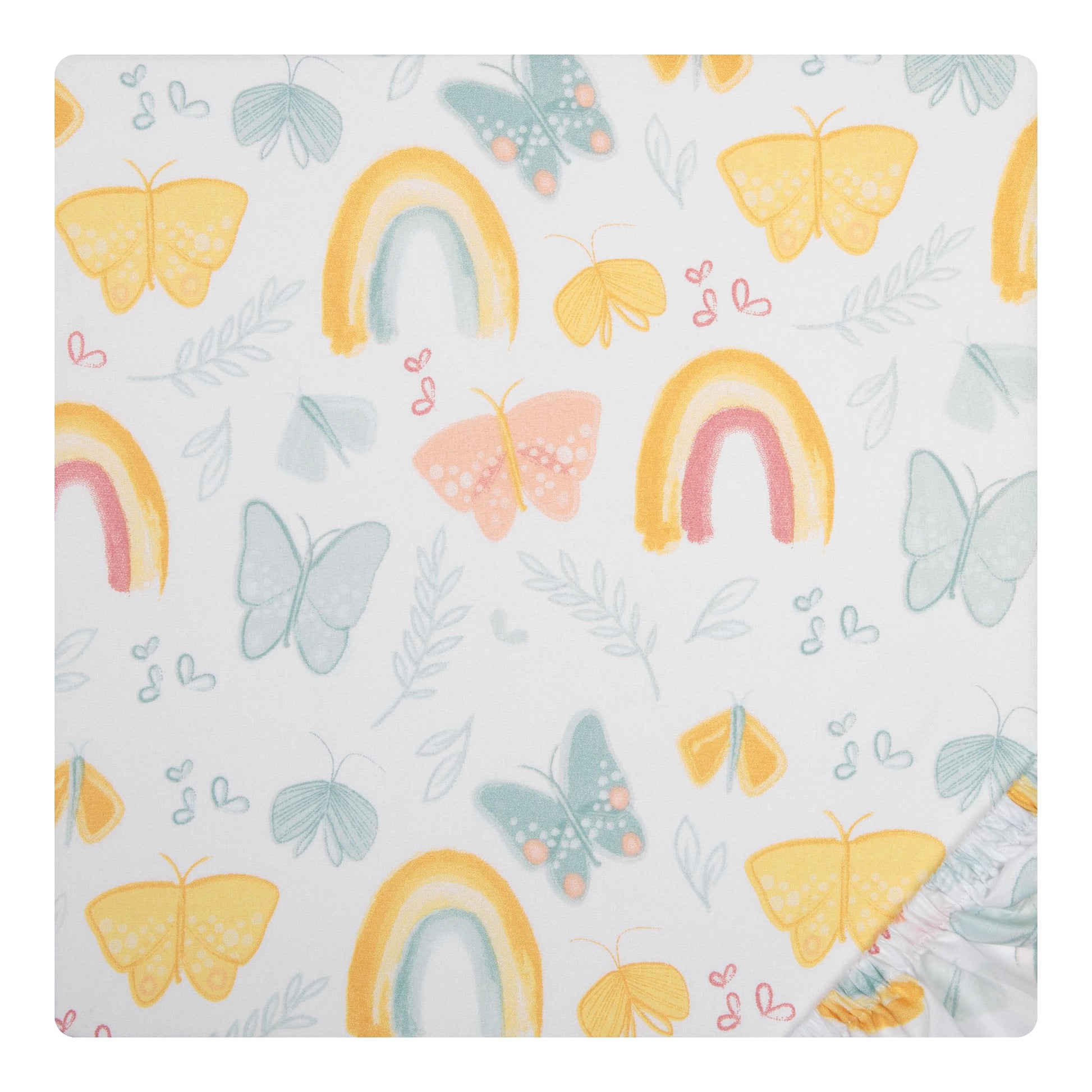 Butterflies & Sunshine 2-Pack Microfiber Fitted Crib Sheet Set - swatch view