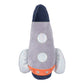 Rocket Plush Toy in gray, white, orange, and navy