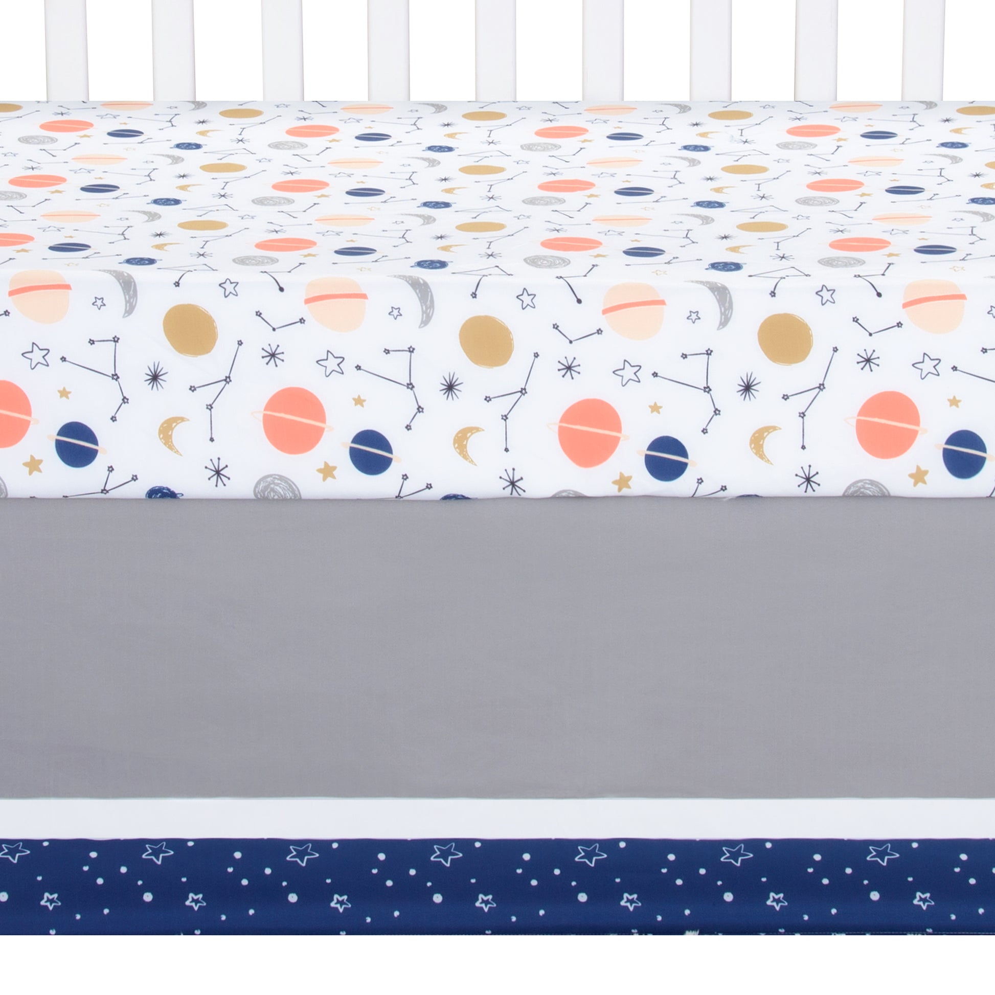  Cosmic Rocket 4 Piece Crib Bedding - crib sheet and crib skirt