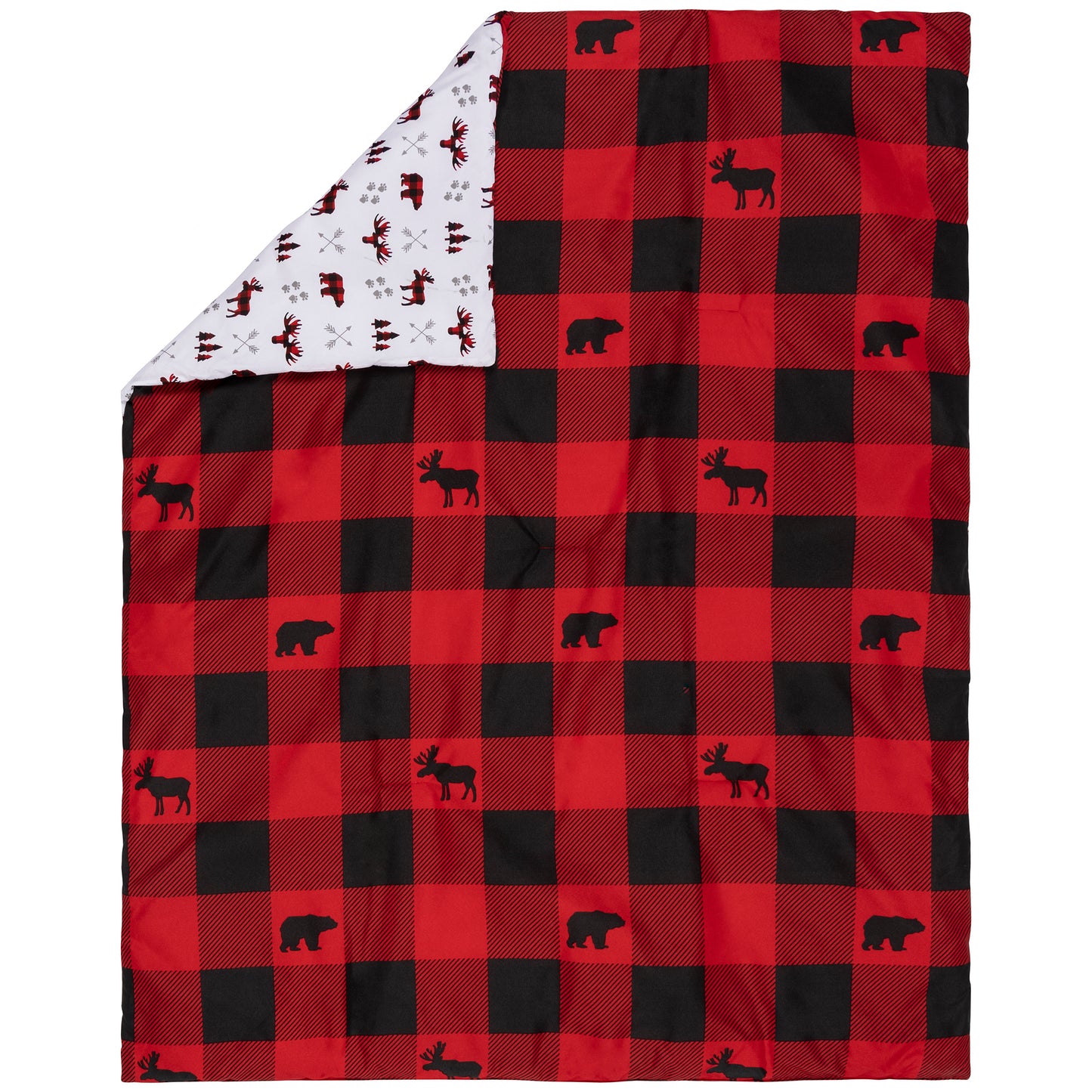  Buffalo Check 3 Piece Crib Bedding Set by Sammy & Lou®- folded corner reversible crib quilt