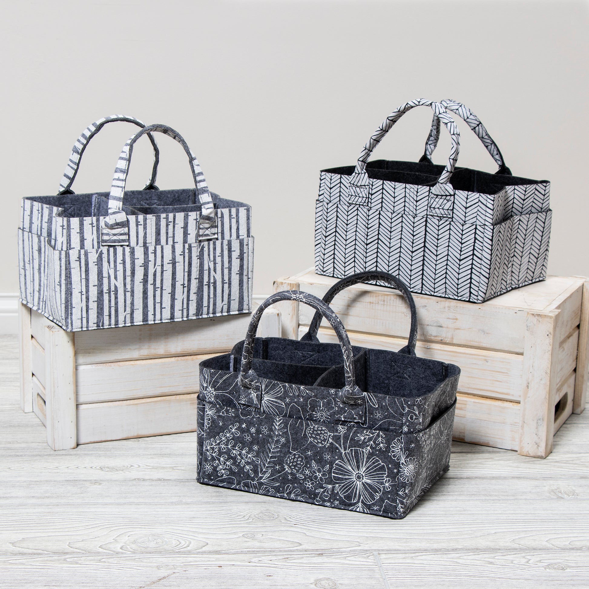 Floral Felt Storage Caddy by Sammy & Lou® features 2 other caddies from felt collection