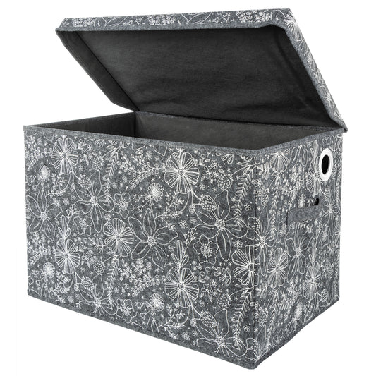 Floral Felt Toy Box by Sammy & Lou® Angled with lid open