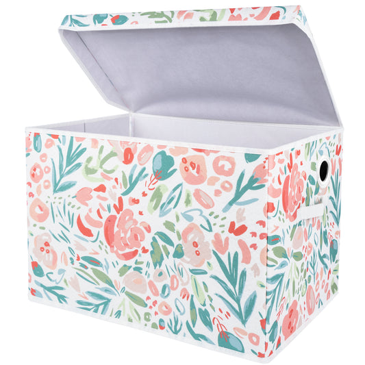 Painterly Floral Felt Toy Box by Sammy & Lou® Angled with lid open