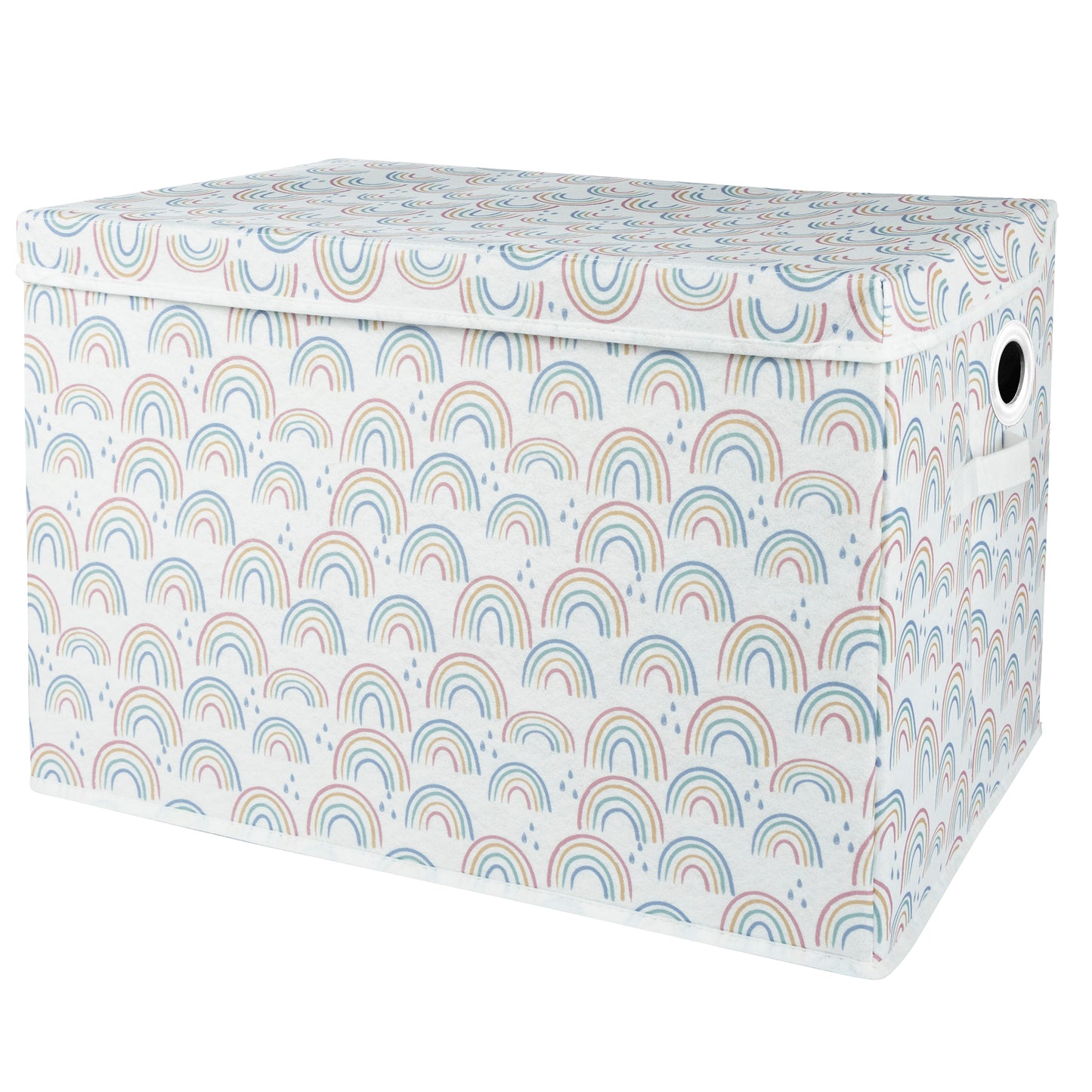 Painted Rainbow Felt Toy Box by Sammy & Lou® Angled with lid closed