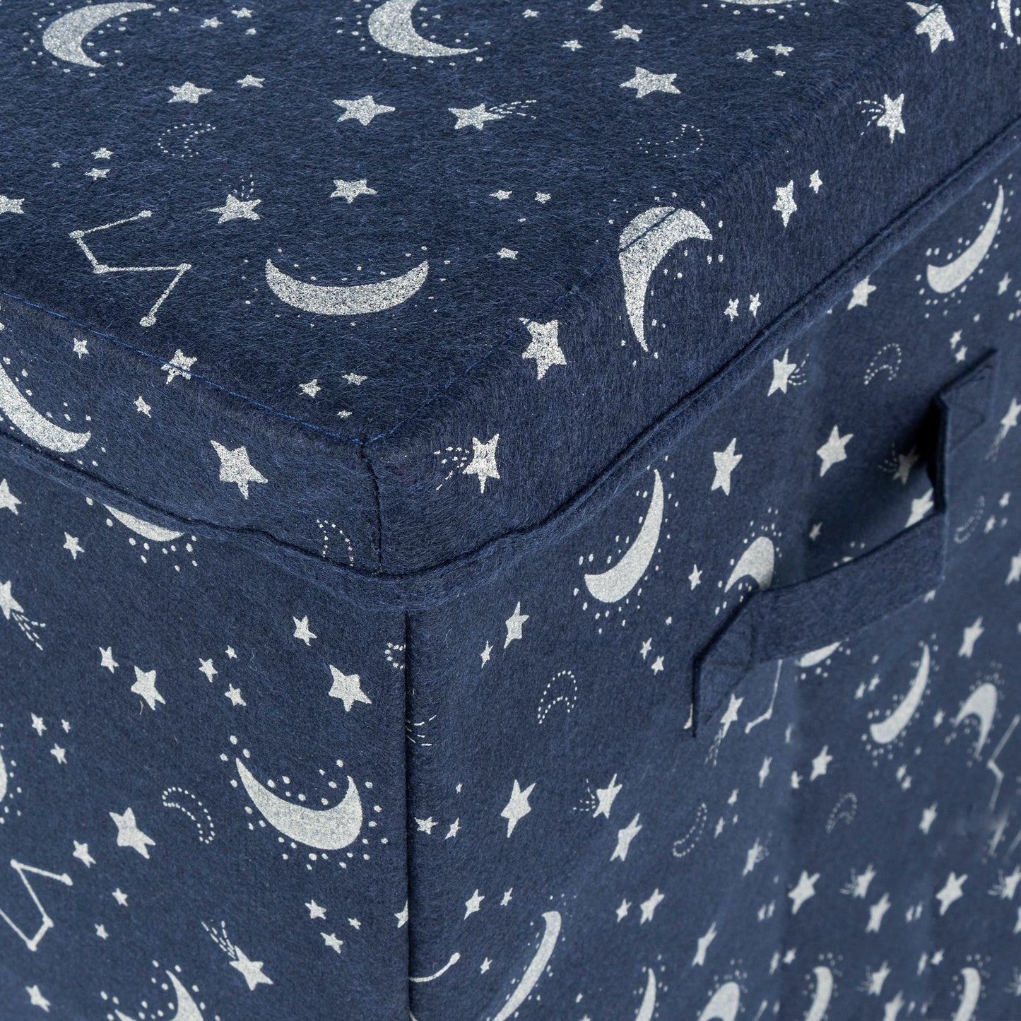 Close up shot of Constellation Felt Toy Box by Sammy & Lou® showing the constellation pattern