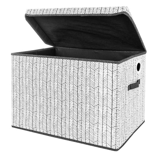 Herringbone Felt Toy Box by Sammy & Lou® Angled with lid open