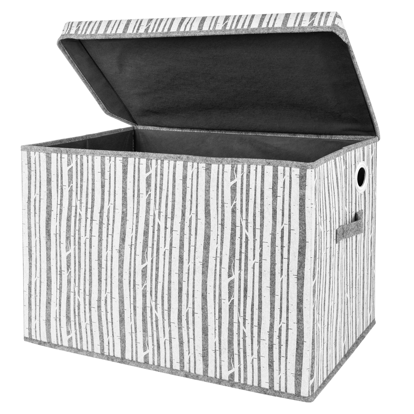 Birch Felt Toy Box by Sammy & Lou® Angled with lid open