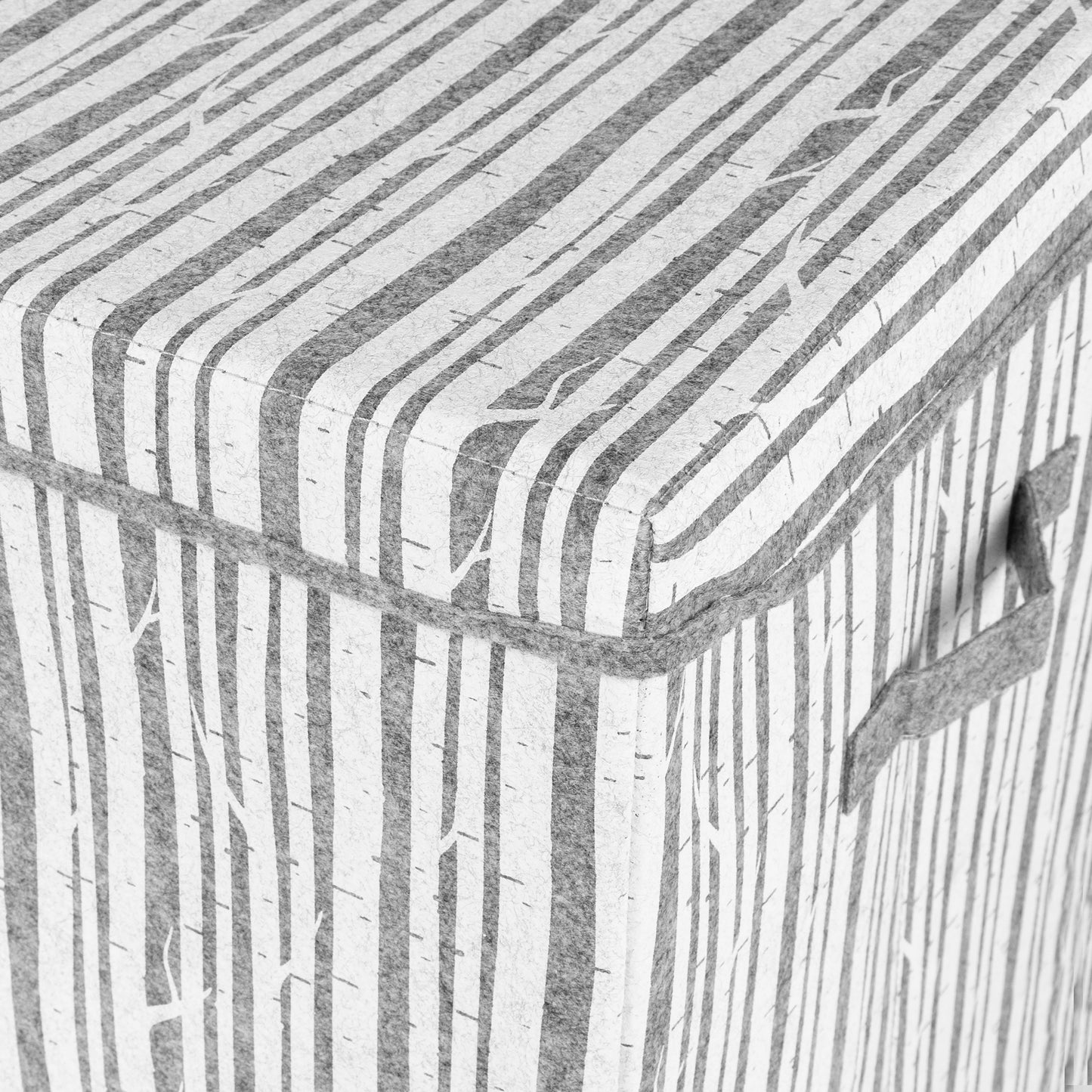 Close up shot of Birch Felt Toy Box by Sammy & Lou® showing the birch pattern