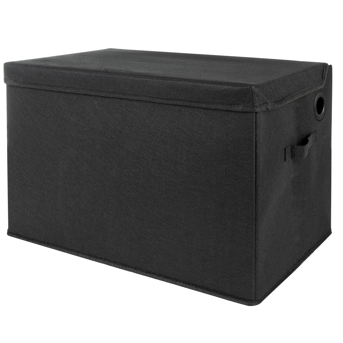 Black Felt Toy Box by Sammy & Lou® Angled with lid closed