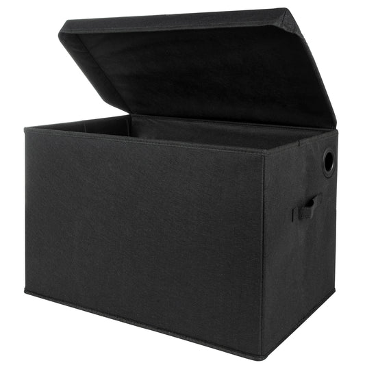 Black Felt Toy Box by Sammy & Lou® Angled with lid open