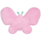 The butterfly plush toy is made of soft plush in light pink, light yellow, cool blue and orchid, and measures 9 inches wide.