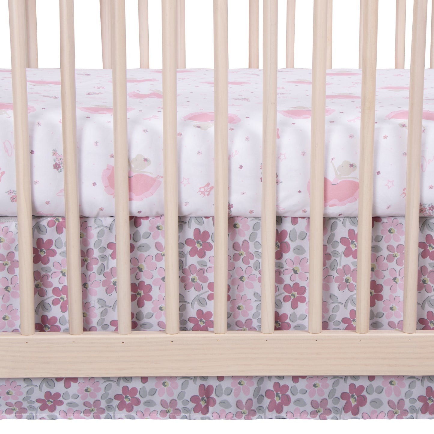  Blooming Ballet 4 Piece Crib Bedding Set - features crib sheet and crib skirt by Sammy and Lou