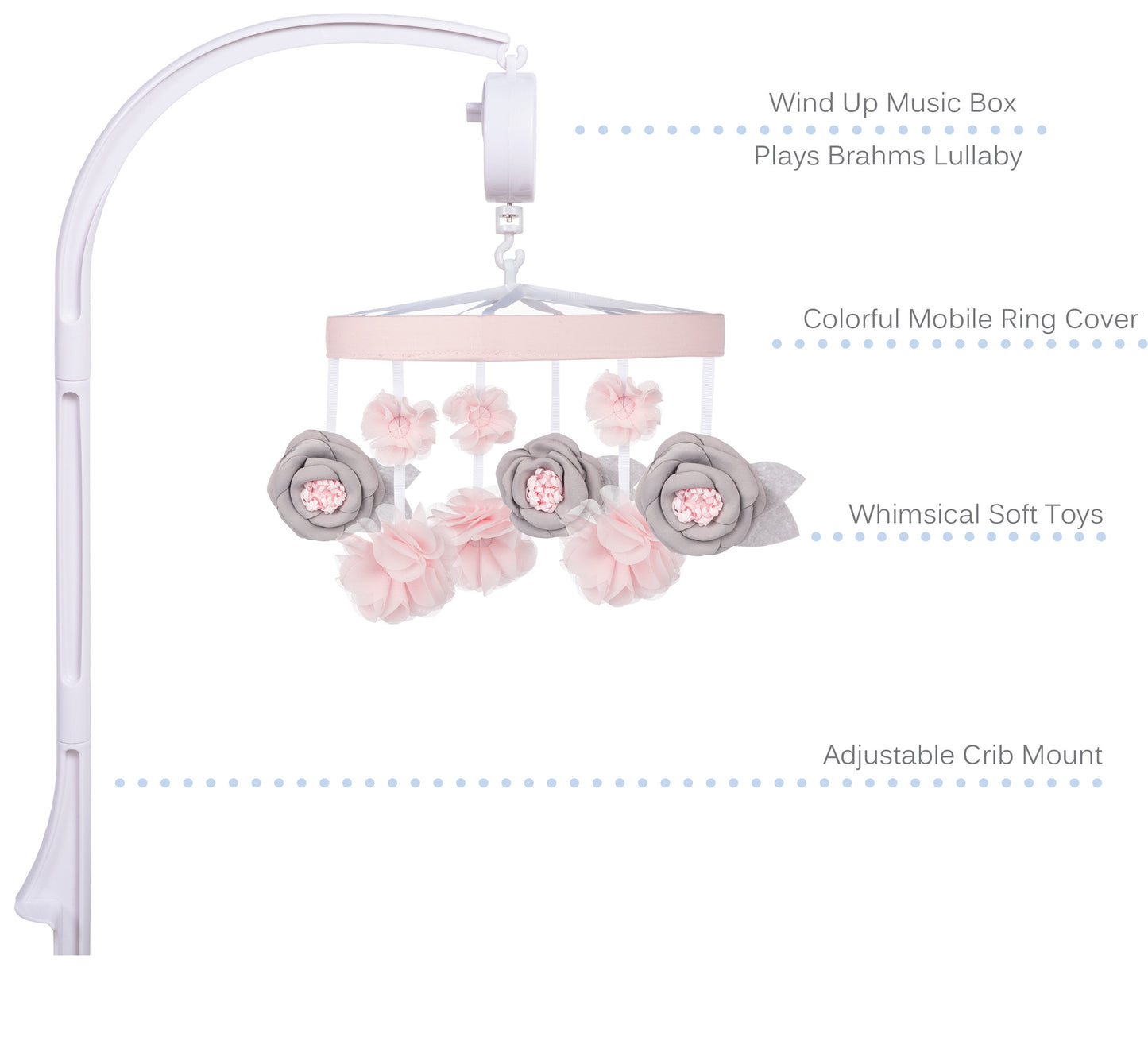 Pink Floral Musical Crib Baby Mobile by Sammy & Lou®