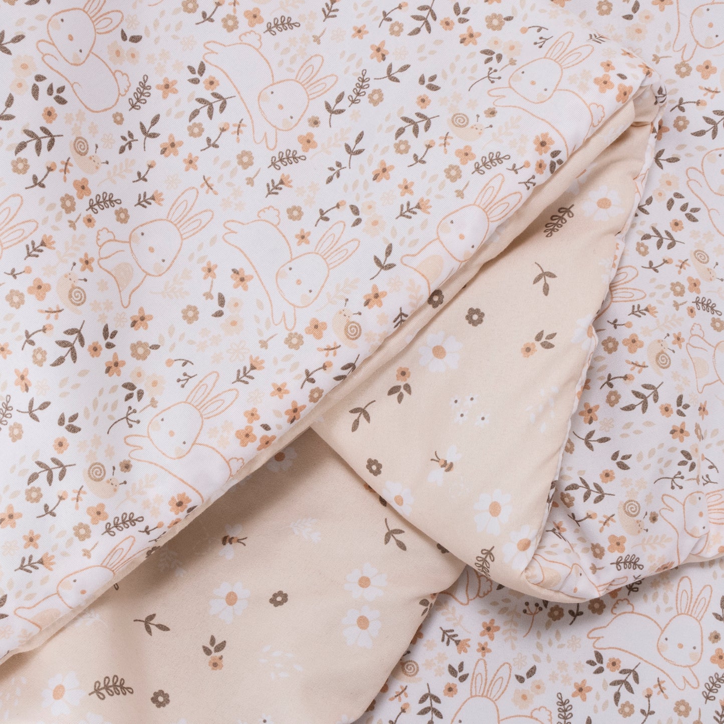 Cottage Floral reversible nursery quilt fabric detail