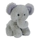 Elephant plush toy is made of soft glacier gray plush and measures 9 inches tall.
